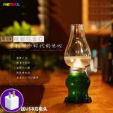 REMAX创意复古充电煤油灯 触控LED居家床头小夜灯酒吧咖啡厅装饰