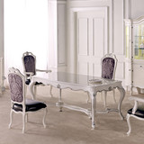 欧式实木餐桌椅组合白色餐桌法式雕花饭桌长方餐台样板房家具定制