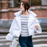 Partysu2015短款斗篷羽绒服女冬装新款韩版加厚喇叭袖面包羽绒衣