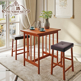 三浩 美式简约餐桌椅组合小户型餐桌椅二人餐桌椅一桌两椅早餐桌