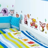 幼儿园教室墙面装饰玻璃贴纸儿童房可移除卡通墙贴贴画动物音乐会