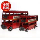 复古手工铁皮英伦英国双层巴士模型创意礼品仿古装饰工艺品摆件