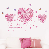 婚房客厅沙发电视背景墙壁装饰爱心墙贴纸 浪漫卧室床头蝴蝶贴画