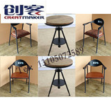 美式乡村loft工业风铁艺pu皮餐椅子咖啡桌椅餐厅个性休闲椅靠背椅