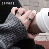 S925纯银泰银戒指女 日韩国复古个性潮人指环食指开口关节戒指