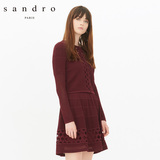 Sandro 2016秋冬新款女装 BRADY镂空纹路长袖针织开衫G1367H