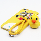 新款大黄鸭iphone6plus手机壳苹果6splus保护套个性挂绳支架潮女