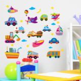 卡通小汽车墙贴幼儿园教室儿童房男孩卧室背景墙装饰画贴纸可移除