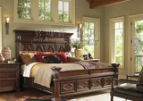 复古欧式家具美式法式乡村风格LOFT风格全橡木实木床雕花床 现货