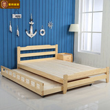 包邮全实木床1.8米松木床1.5m双人床单人1.2米儿童床白色简约木床