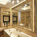BOLEN豪华浴室镜子复古做旧美式欧式浴室柜镜子壁挂卫生间装镜子