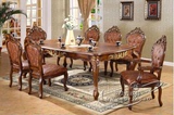 欧式餐桌椅组合实木雕花组装饭桌6人餐台