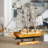 地中海后现代风格 实木礼品帆船模型摆件 节日礼品 可组成舰队