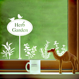 爱情树 小花园纸个性时尚橱窗玻璃餐厅小花小草清新植物墙贴纸画