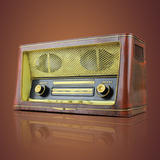 老式复古调频收音机金属铁质模型摆件怀旧仿古铁皮工艺品摄影道具