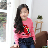 船鼠女童毛衣套头衫 宝宝毛线衣卡通圆领长袖韩国童装 儿童针织衫