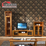 中式实木电视柜 现代木质地柜 组合柜酒柜乌金楠木客厅家具