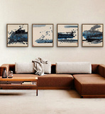 山水风景挂画仿国画中式有框装饰画客厅沙发背景墙面壁画