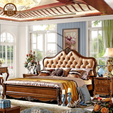 卡富尼 深色床新古典实木床美式复古床雕花1.8米双人床结婚床公主
