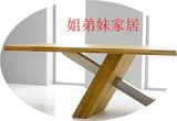 创意原木北欧宜家餐桌个性设计师办公桌复古实木电脑桌美式工作台
