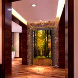 玄关壁画墙纸 黄金大道大型3D立体 延伸空间树林林荫道 走廊