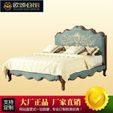 1.8M简美实木床 欧式家具实木双人床 美式乡村布艺床
