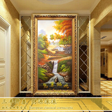 欧式油画纯手绘油画竖版定制客厅酒店餐厅玄关装饰画山水风景油画