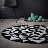 时尚黑白几何圆形地毯客厅茶几沙发地毯卧室床边样板间地毯定制
