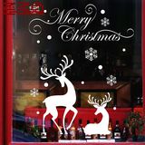 圣诞墙贴画节日雪花驯鹿挂饰圣诞树老人玻璃贴橱窗客厅墙壁贴纸