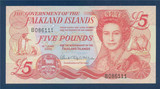 美洲福克兰群岛2005年5镑豹子号英国女王帝企鹅 纸币送礼收藏UNC