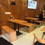 美式复古纯实木餐厅咖啡厅酒吧餐桌餐椅组合双人桌椅长椅原木家具