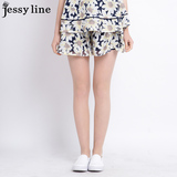 jessy line2016夏装新款 杰茜莱百搭时尚清爽印花休闲短裤 女裙裤