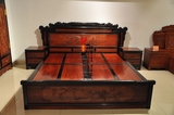 缅甸花梨木大床大果紫檀双人床黑檀中式大床三件套红木卧室家具