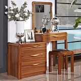 伸缩实木梳妆台简约化妆桌现代小户型卧室桌镜特价梳妆桌组装家具