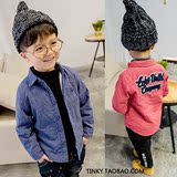 Tinky童装秋冬装2016新款开衫小细格儿童衬衣韩版潮男童加绒衬衫