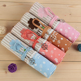 新款韩国版创意可爱时尚卷帘式笔袋印花帆布学生铅笔文具盒清新