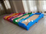 幼儿园塑料木板床儿童塑料午睡床幼儿折叠单人床六脚滚塑塑料床