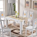 此美餐桌大理石餐桌天然黄玉餐桌餐椅套装简约欧式一桌四椅六椅