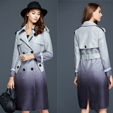 2015欧美修身新款休闲女装超长大衣长款渐变风衣欧洲站鹿皮绒外套