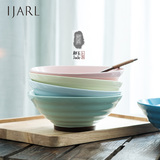 ijarl日韩式陶瓷拉面碗 大号高脚汤碗 泡面碗 吃面碗酒店批发和玉
