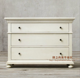 RH美式乡村原木色复古做旧白实木3斗柜 法式6斗柜储物柜收纳柜