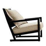 柏幕设计师北欧现代单人休闲沙发椅实木布艺沙发椅简约客厅BM160