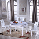 实木烤漆餐桌 冰花餐桌 可伸缩折叠钢化玻璃餐桌 小户型圆桌 饭桌