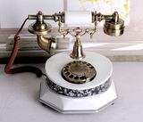 正品包邮旋转拨号复古电话机转盘老式古董电话欧式拨盘白色座机