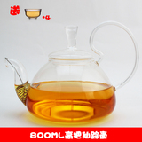 耐高温可加热加厚玻璃茶具花茶壶杯不锈钢过滤水果茶壶高把800ml