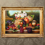 水竞欧式油画水果餐厅装饰画饭厅静物高档画美式挂画横版单幅壁画