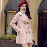 2015秋冬韩版新款西装领毛呢外套女中长款斗篷型羊毛呢子大衣外套