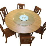 申永圆台面餐桌伸无油漆圆桌面 折叠圆餐桌夹板桌面 对折大圆桌面