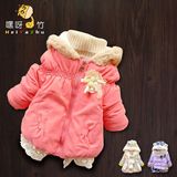 Q女宝宝加绒棉服冬装0-1岁女童加厚棉袄外套冬季2婴儿童装棉衣3