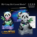 3d立体水晶拼图创意diy益智儿童玩具拼装积木批发LED带灯闪光熊猫